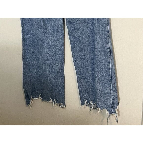 We The Free High Rise Straight Wide Leg Raw Hem Jeans Size 25 - Picture 7 of 12